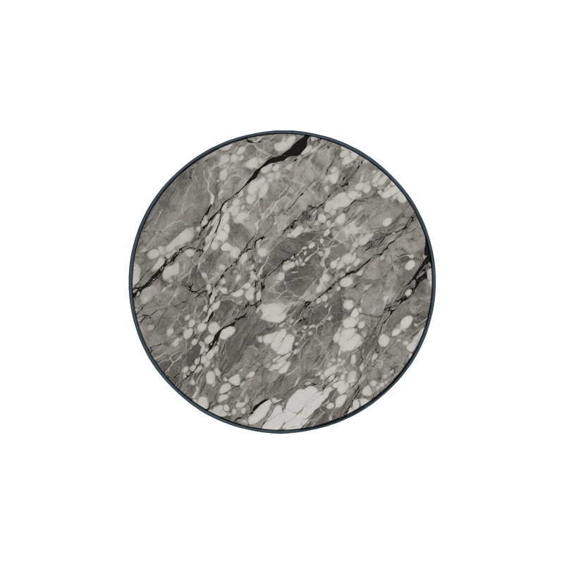 Tapis noir soyeux et moelleux, Rond 3 pi