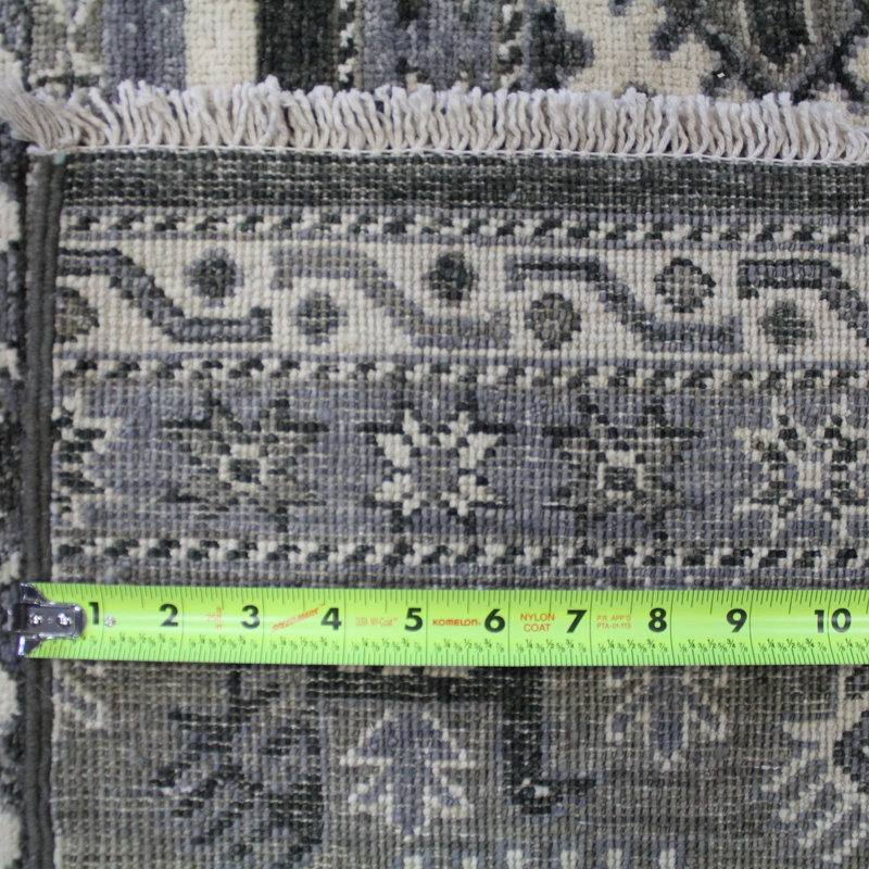 Tapis unique en laine noué à la main 8 pi x 9 pi 7 po nouvel âge Shahsevan Khorjin