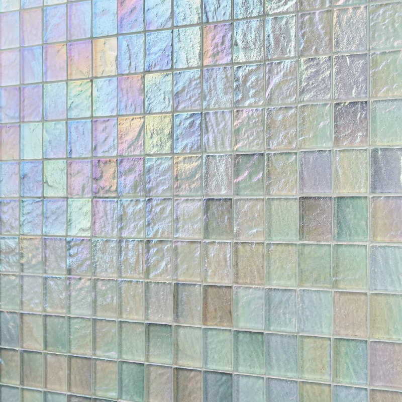 Splash 2X2 Polished Glass Mosaic Tile, Glacier White