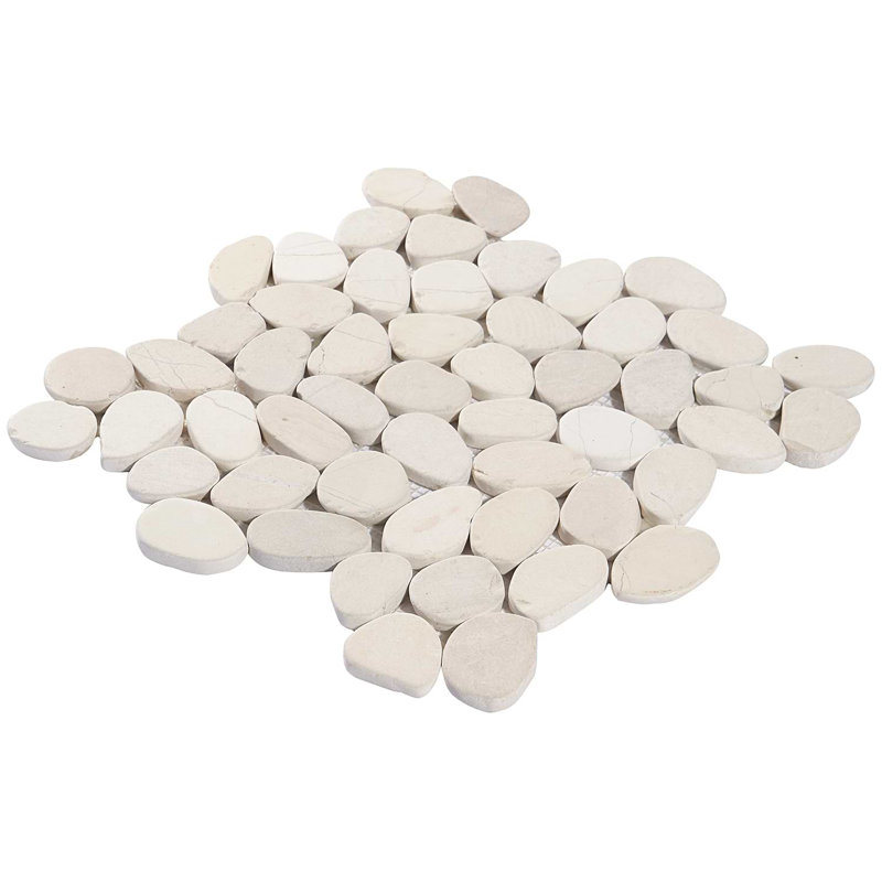 Nature Round Lovina Pebble Mosaic Tile, Lovina White