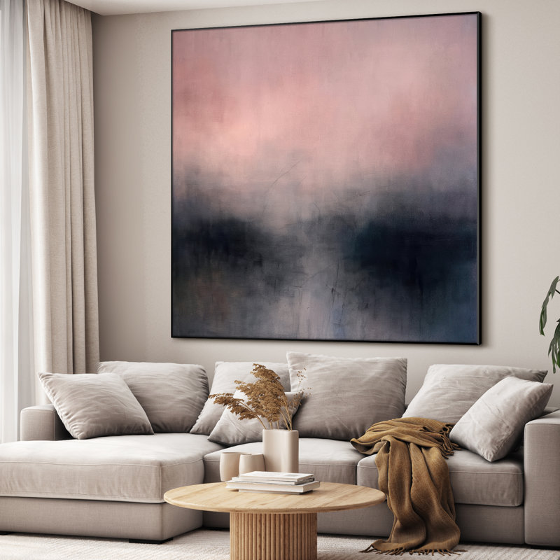 Très grand art mural imprimé sur tissu - Paysage abstrait neutre moderne pour la décoration d'œuvres d'art pour le salon ou la chambre à coucher - «Assemblage requis du cadre (cadre non fini)»