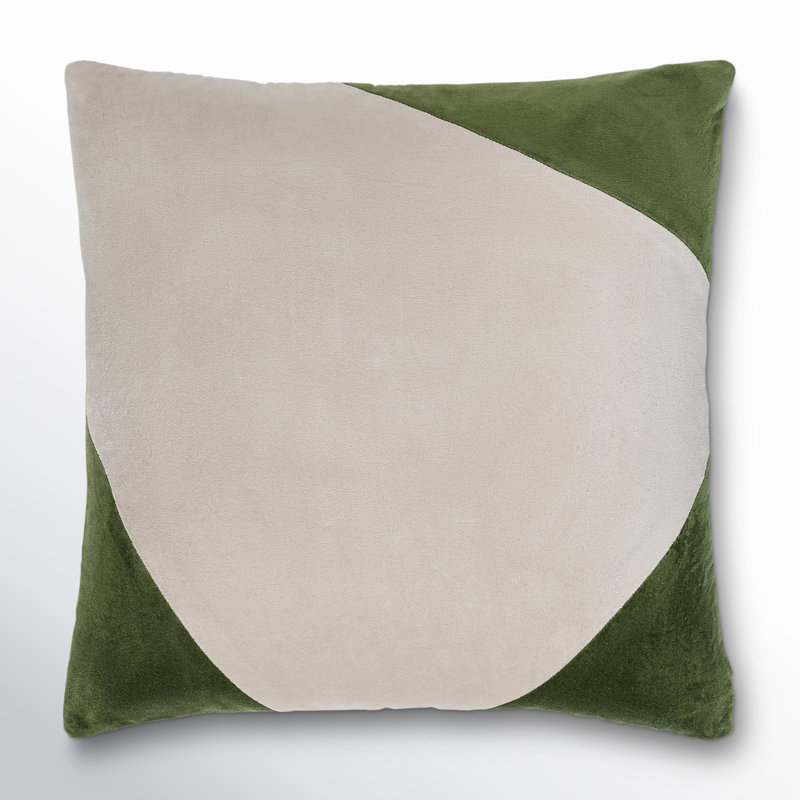 Coussin en coton Denny, 18 po x 18 po, Polyester/ Bourre en polyester, Sauge pâle