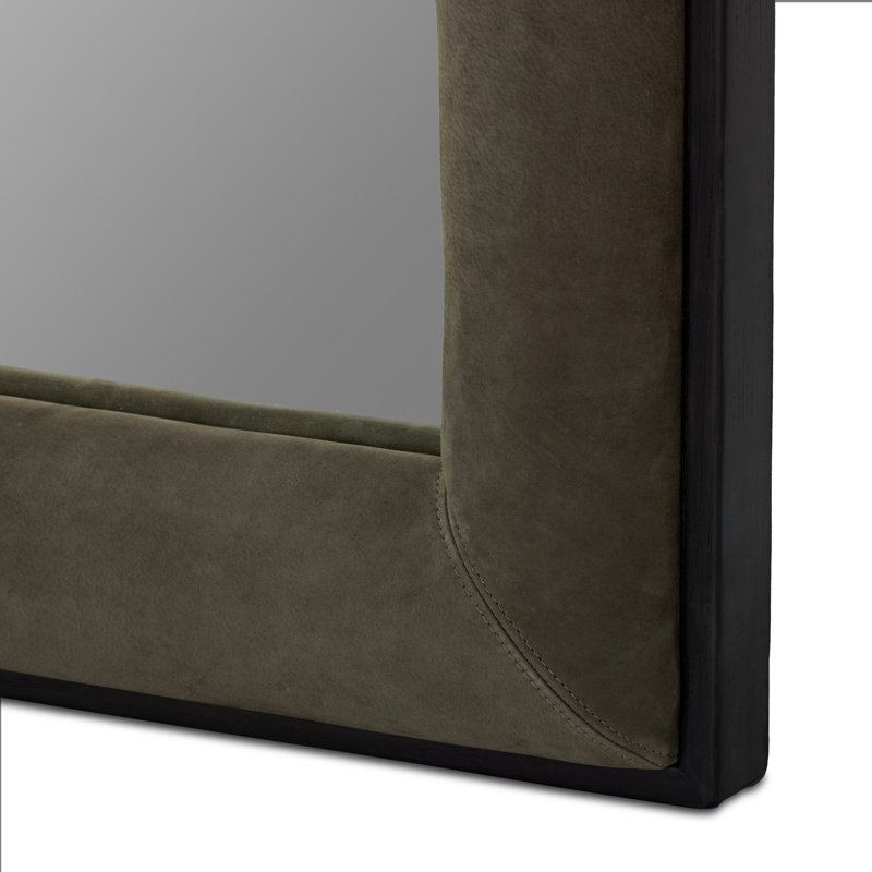 Velaz Rectangle Framed Freestanding Mirror, Nubuck Charcoal
