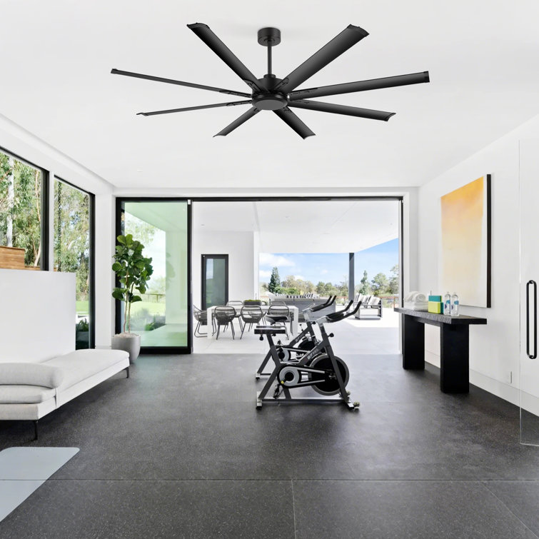 Ikera 72'' Large Windmill Ceiling Fans with Lights and Remote, Quiet Reversible DC Motor, 8 Aluminum Blades, Timer, 6''/12'' Downrods, for Indoor/Covered Outdoor Use