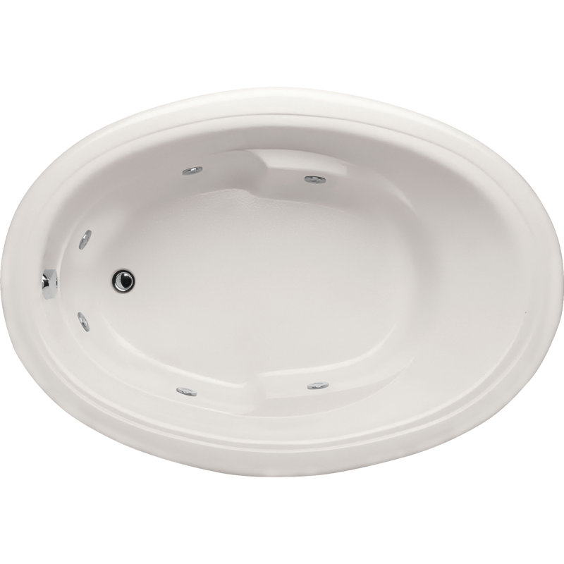 Riley 66'' x 42'' Acrylic Bathtub, Bone, Polished Chrome
