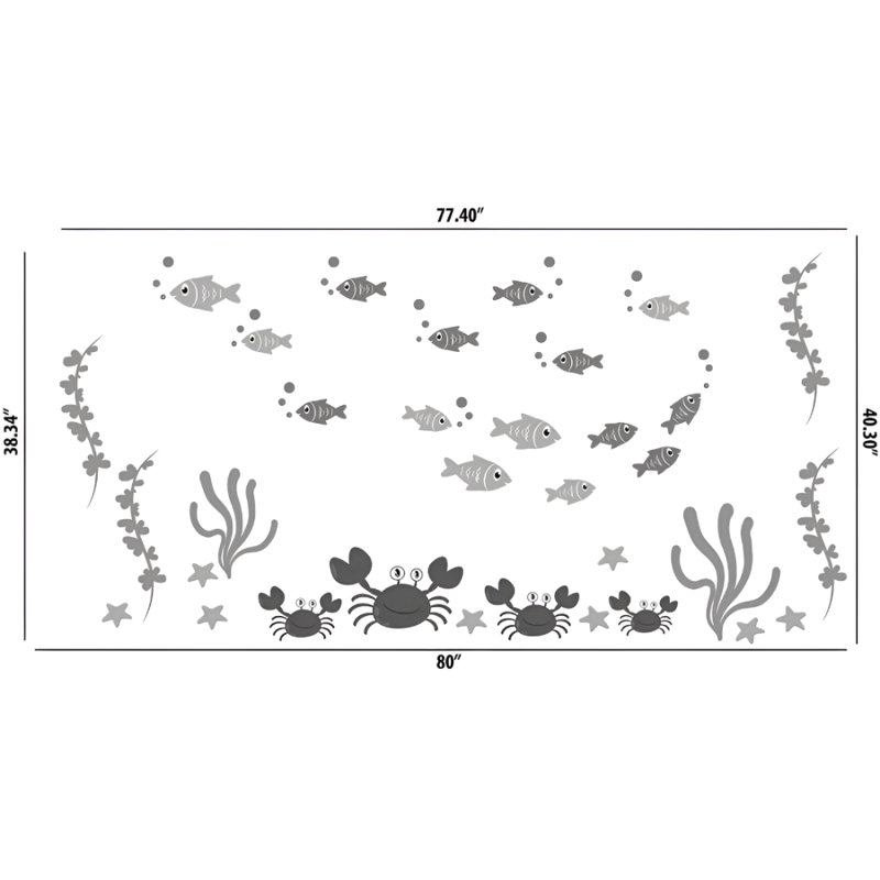 Décalcomanie murale aquatique, poisson et crabe, Schéma B