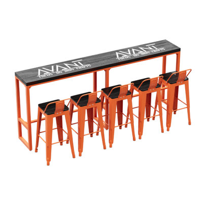 Industrial Style High Table And Chairs Set Rectangular 15.8'' L x 98.5'' W Dining Set