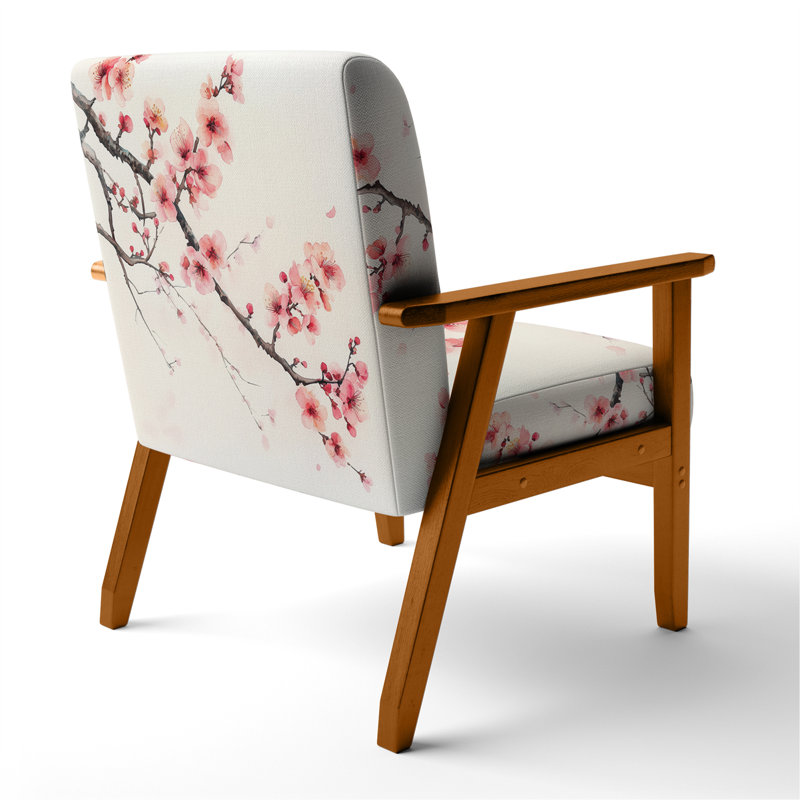 Chaise rembourrée Cherry Blossom - Chaise avec accoudoirs Cherry Blossom, Accoudoirs carrés bruns