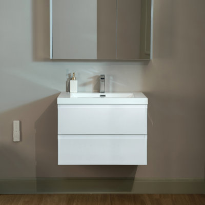 Meuble-lavabo flottant mural 30 po avec comptoir en résine composite
