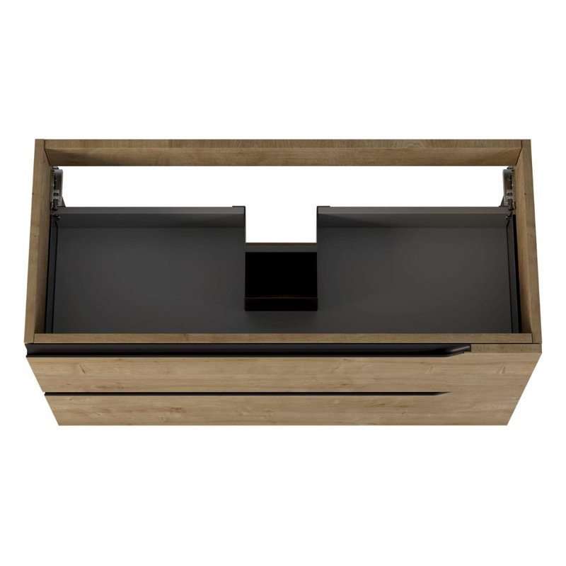 Duo 24" Single Vanity With Integrated Ceramic Top, Blonde Wood, 40", Black
