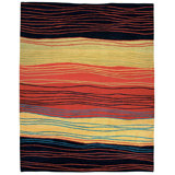 Tides Wool Abstract Area Rug in Black/Red/Beige