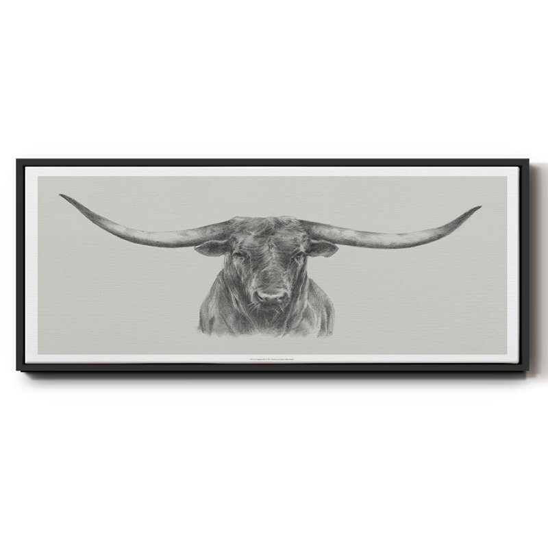 Longhorn bull - toile encadrée, H 12 po x l 30 po