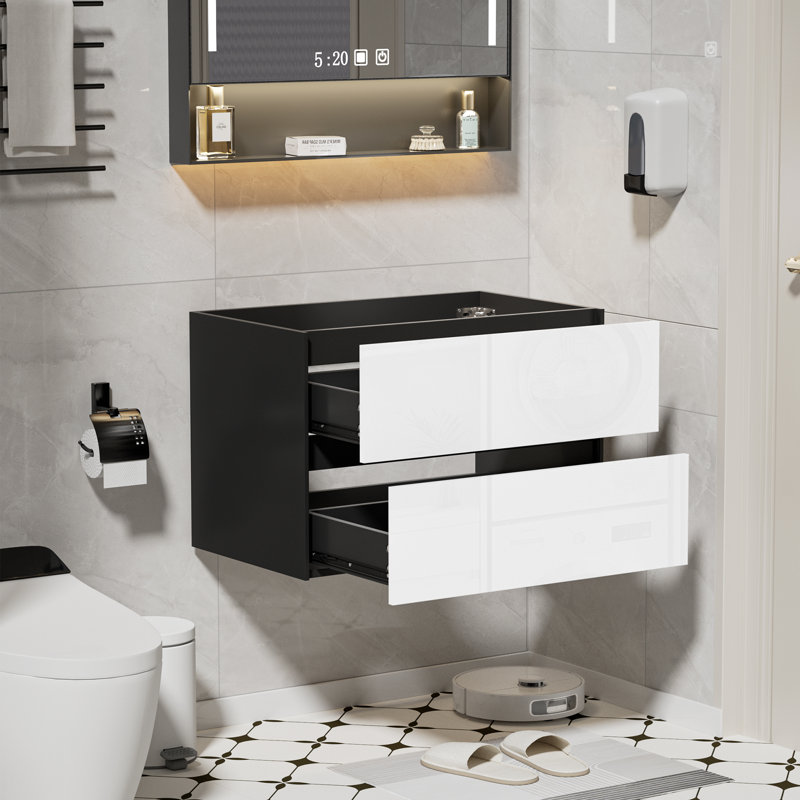 Base de meuble-lavabo simple 30 po noir et blanc seulement, lavabo non inclus