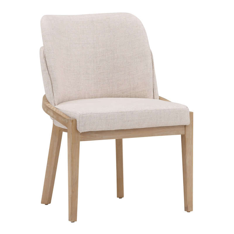 Jacquelyn Elm Upholstered Dining Chair, Off-white, White, Beige