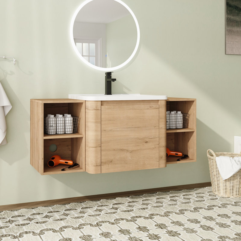 Meuble-lavabo mural 48 po avec comptoir en céramique, 48"