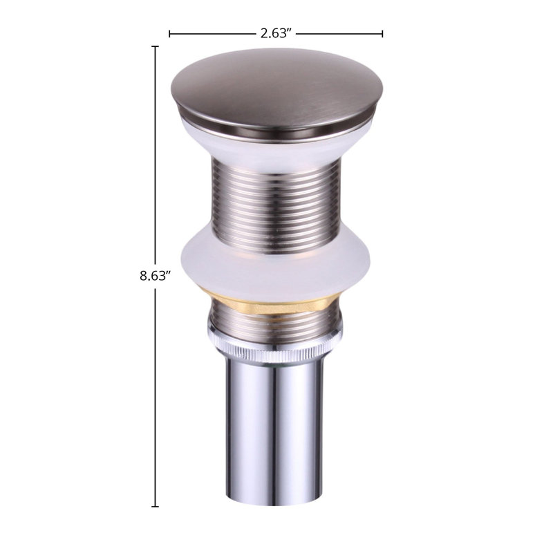 DAX Square Brass Vanity Sink Pop-up Drain, No, Brushed Nickel