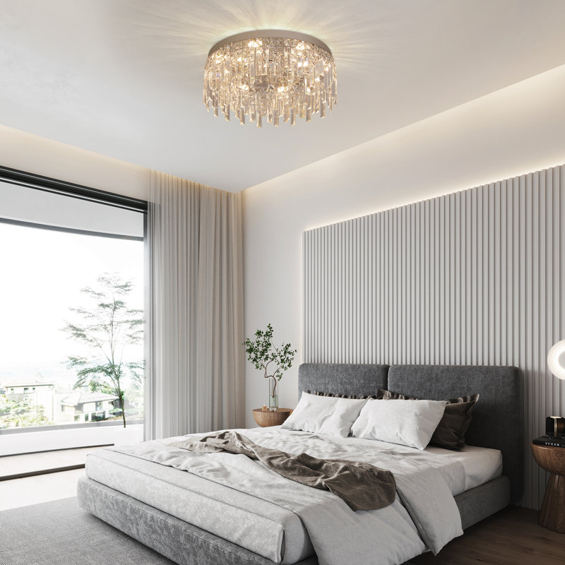 Retsof 1 - Light Crystal LED Chandelier, 20cm H x 50cm W x 50cm D, Chrome