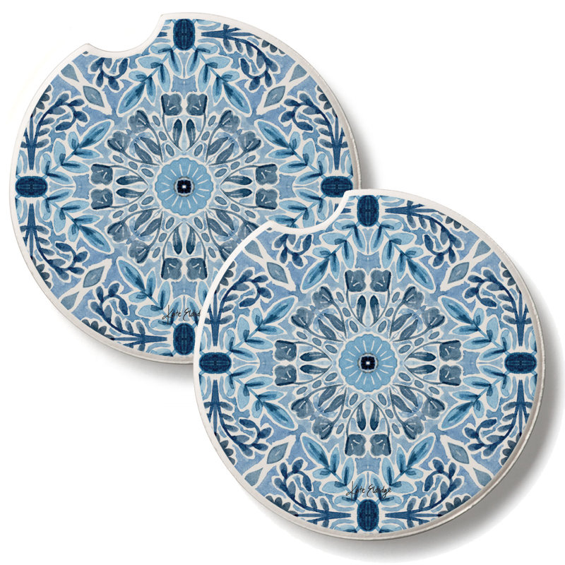 Ensemble de 2 sous-verres en pierre style campagnard