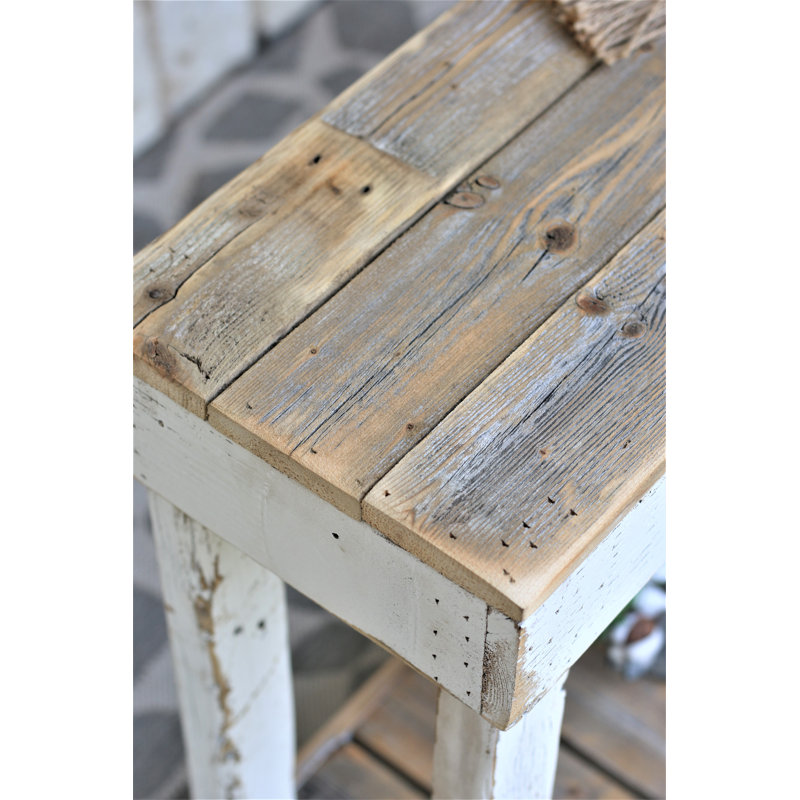 60" Luxe Reclaimed Wood Console Table White Combo, White/Natural, 60"