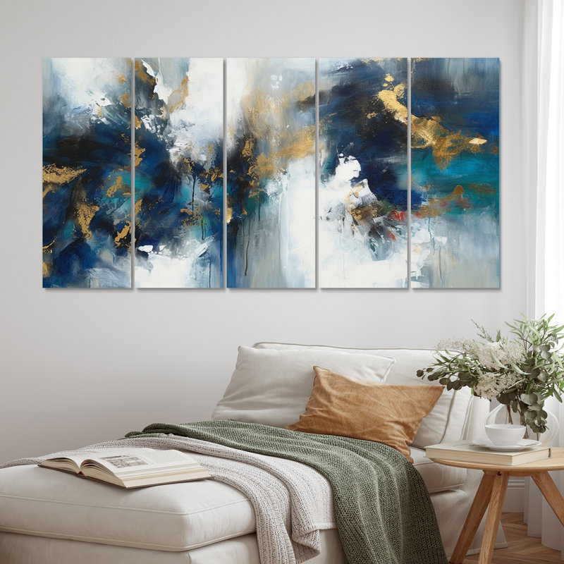 Radiant Muse Émergence - Impression sur toile abstraite - 5 panneaux égaux