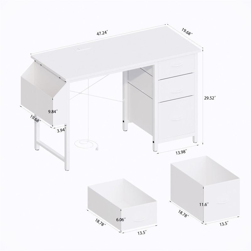 47.3"Office Desk With Power Outlet