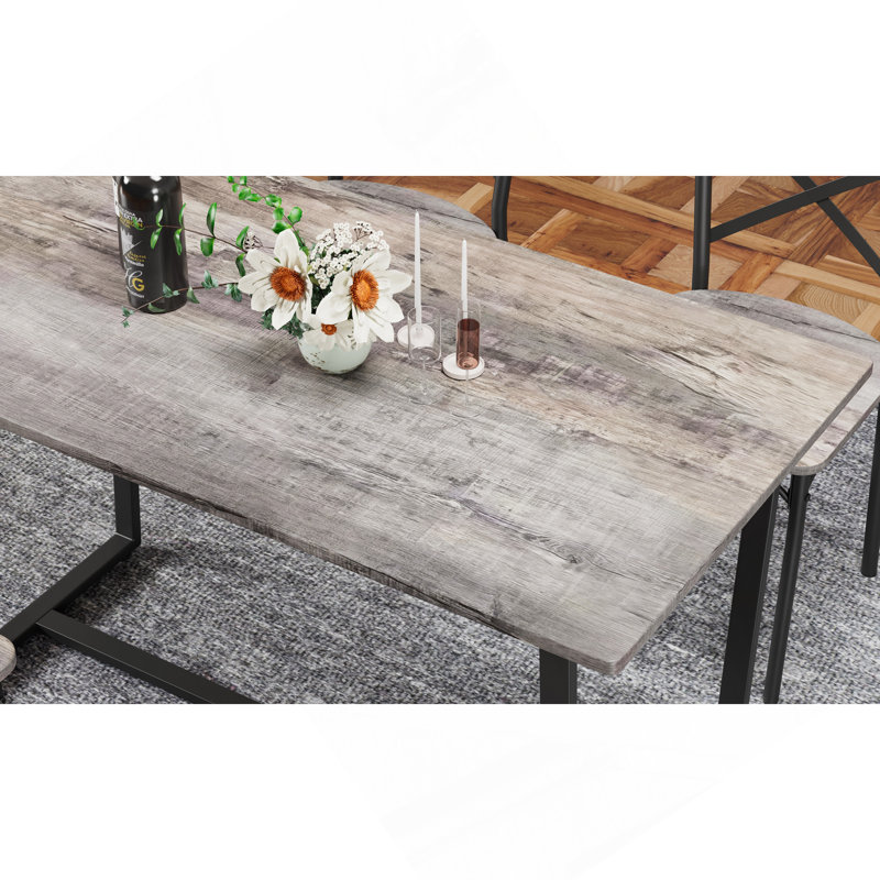 Ensemble de table de salle à manger 6 pièces 6 pièces Parfait pour la cuisine, le coin-repas et le salon, Gris / Noir