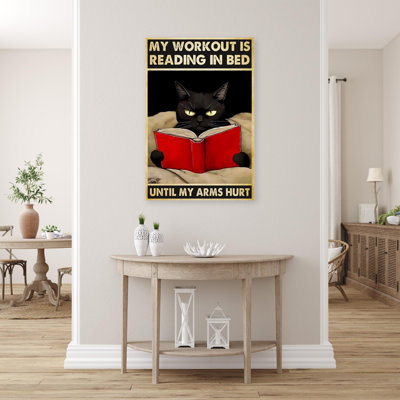 Black Cat My Workout Is Reading In Bed - 1 Piece R " Black Cat My Workout Is Reading In Bed "