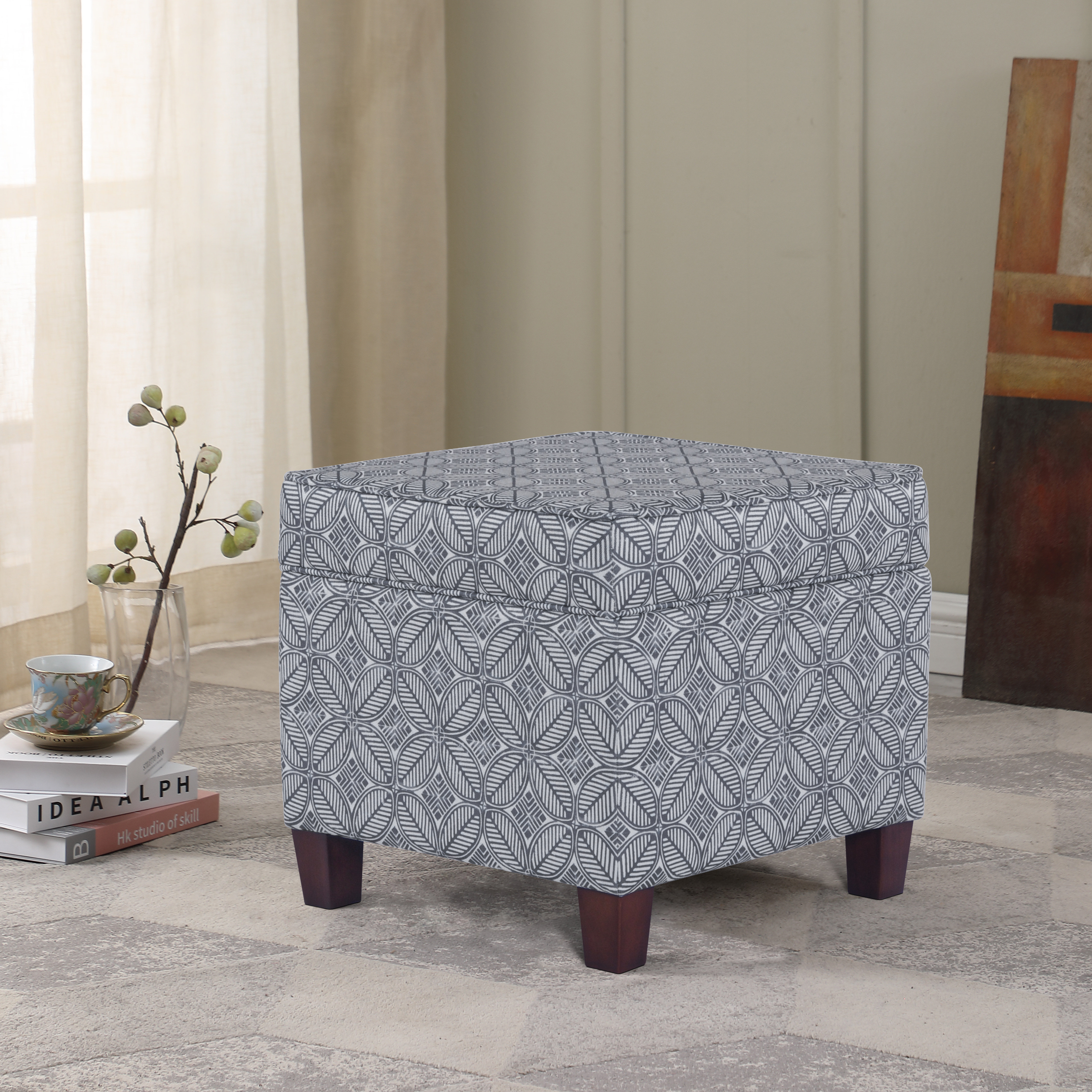 Storage Pouffe Light Grey RICHLAND DEF