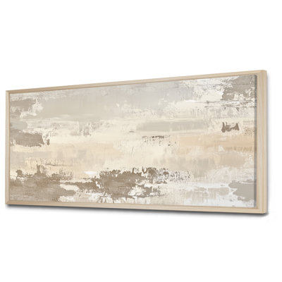 Neutral Limewash Calm II - Beige Contemporary Framed Canvas Art