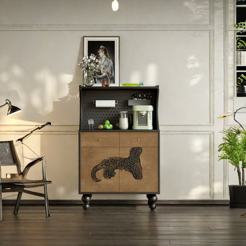Armoire d'appoint multifonctionnelle à grande capacité, Noir, noir, noir, noir