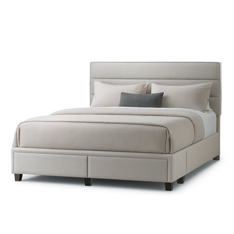 Wenger Upholstered Platform Storage Bed, Beige, King