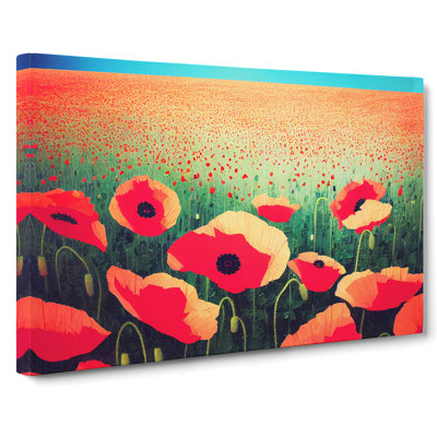 Cheerful Poppy Flowers - Wrapped Canvas