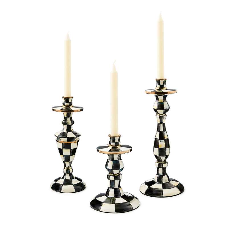 Courtly Check Medium Enamel Candlestick