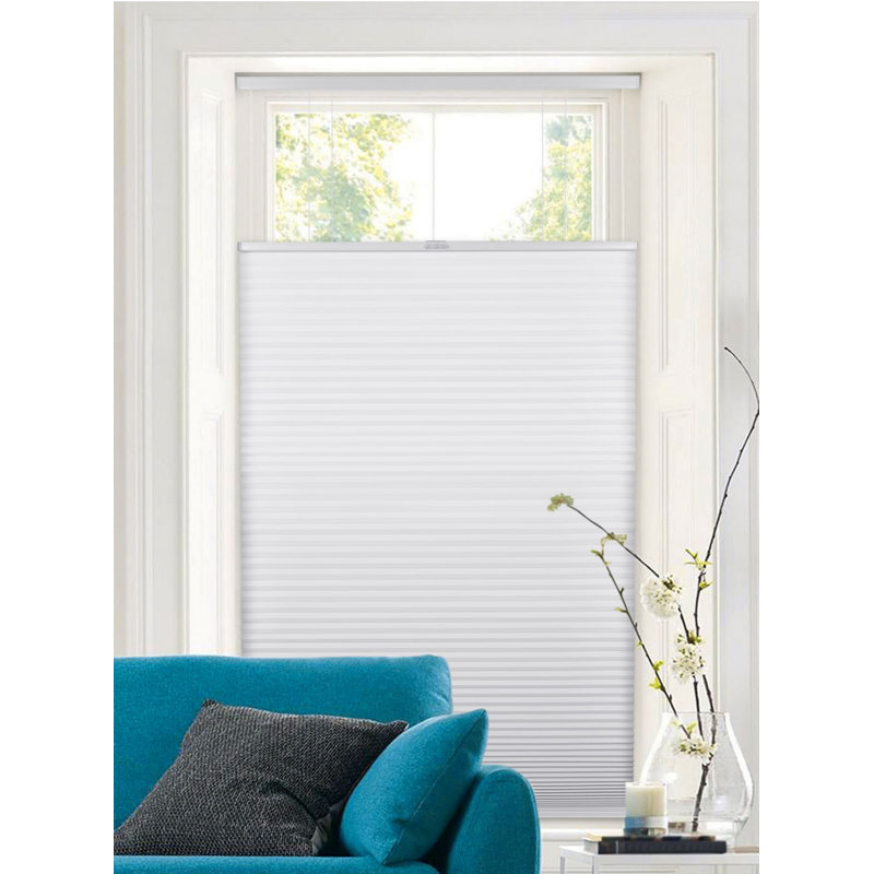 Cordless Semi Sheer Wood Cellular Shade, 34"W x 60"H, White