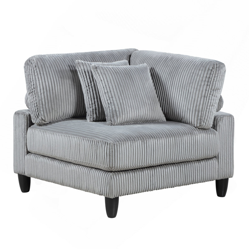 Fauteuil d'angle en velours côtelé gris