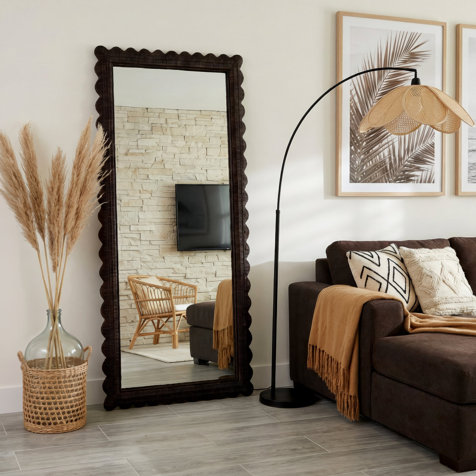 Lacie 32" Mahogany Full-Length Mirror, Chocolate Brown