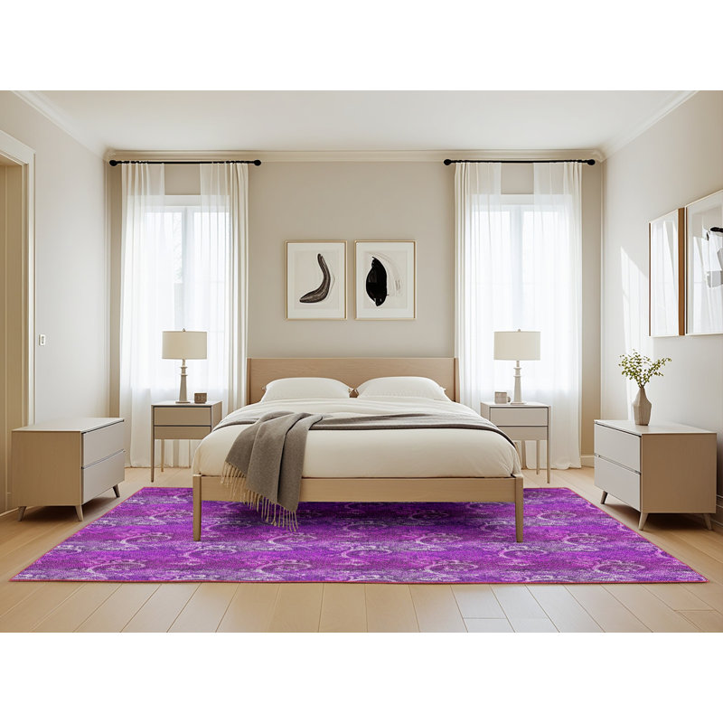 Tapis de zone rose à motif, Rectangle 5 pi x 8 pi