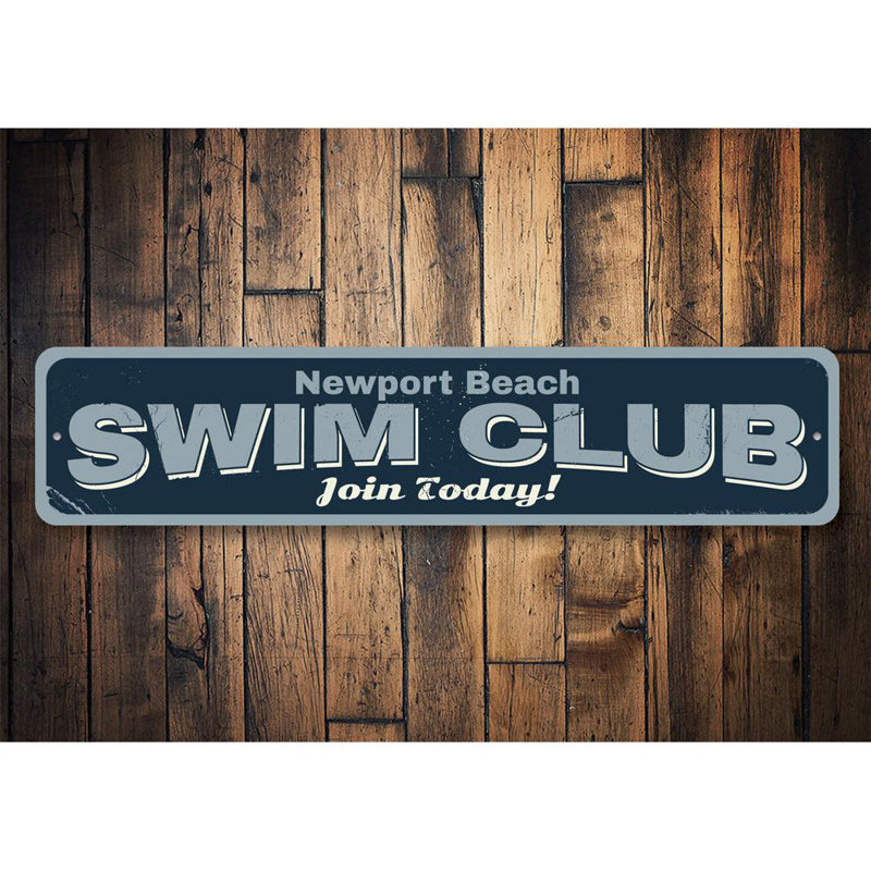 Enseigne en aluminium Swim Club, H 6 po x l 24 po x P 0,06 po