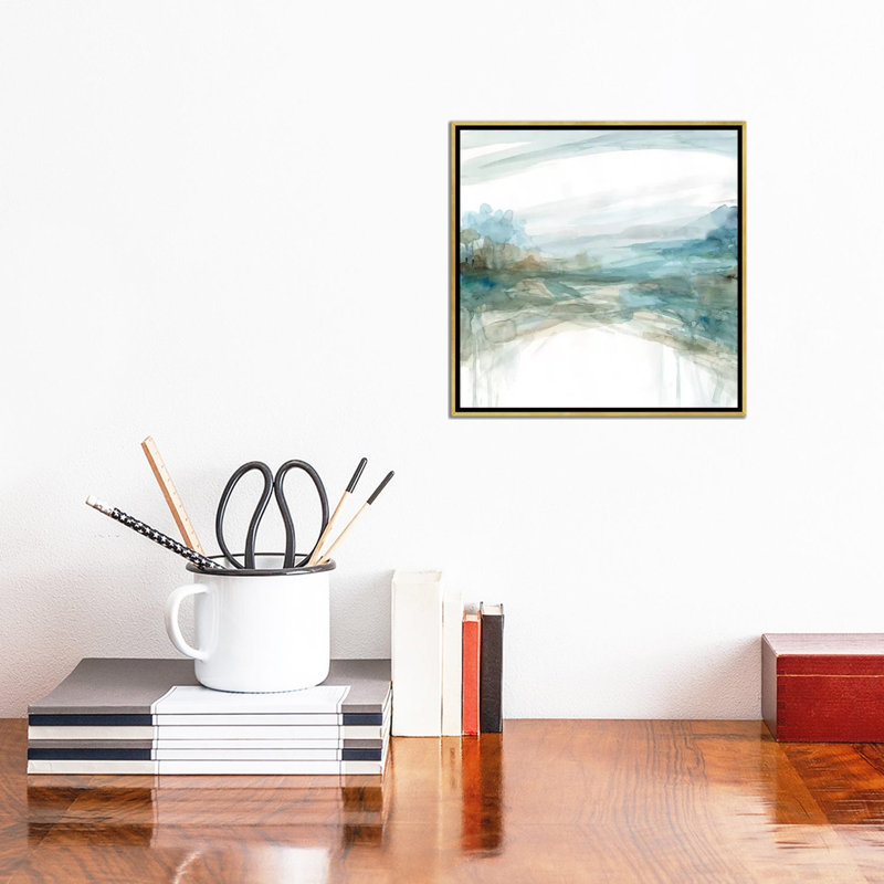 «Shimmering Treeline II» par Carol Robinson, reproduction d'art sur toile tendue, H 12 po x l 12 po x P 1,5 po, Cadre doré