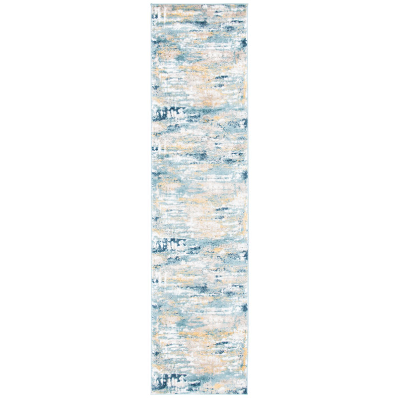 Agastya Teal/Gold Area Rug, Runner 2'2" x 9'