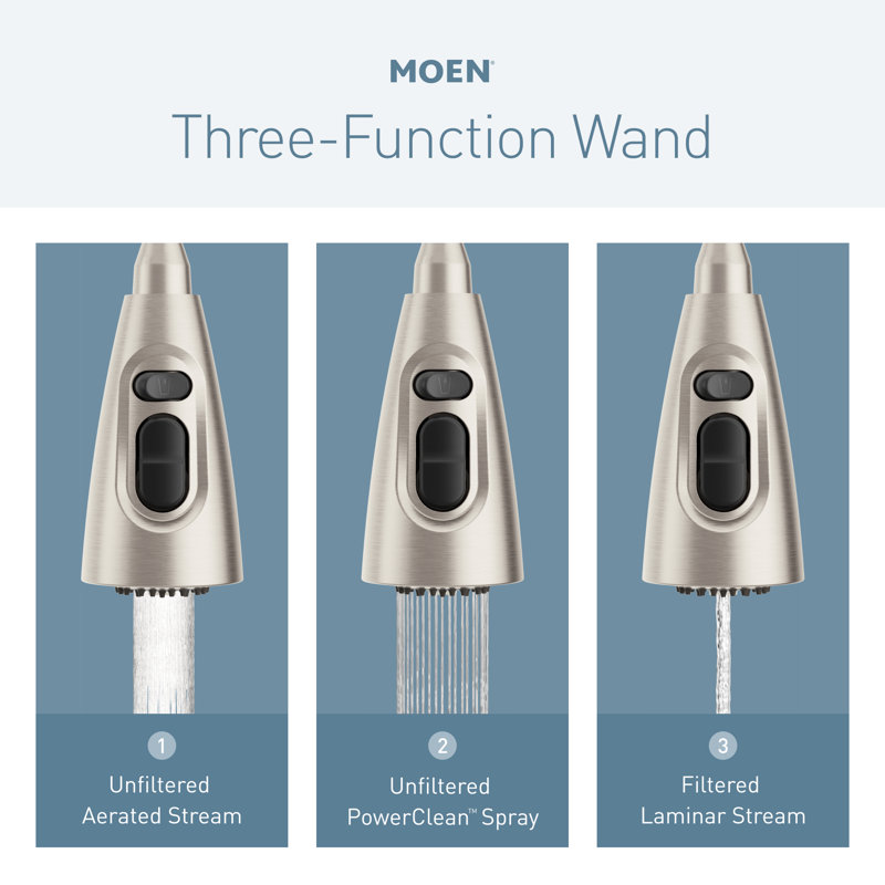 Paterson 3 In 1 Water Filtration Pulldown Kitchen Faucet, Stainless Steel