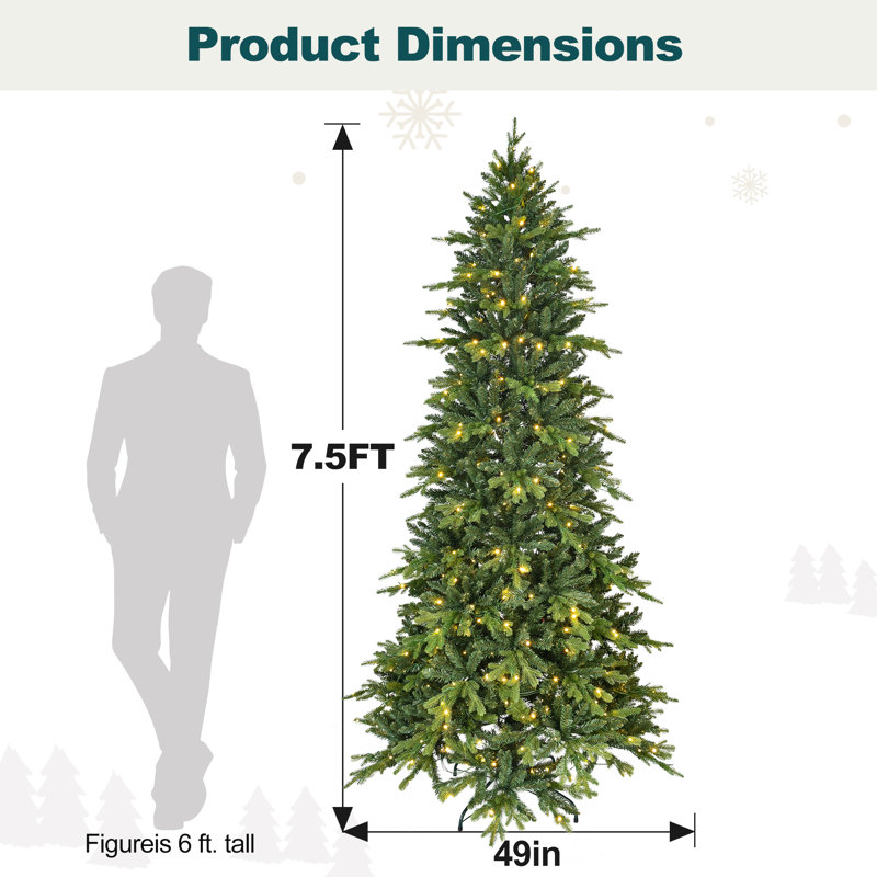 Arbre de Noël épinette vert pré-éclairé, 7.5'