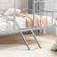 Lit superposé simple contemporain avec conception de maison, structure entièrement métallique, finition angulaire et argentée pour l'ambiance de la chambre avec style, construction, plan de maquillage