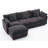 Seat Sectional Sofas with Movable Ottoman, Chenille Upholstery, Modern Home