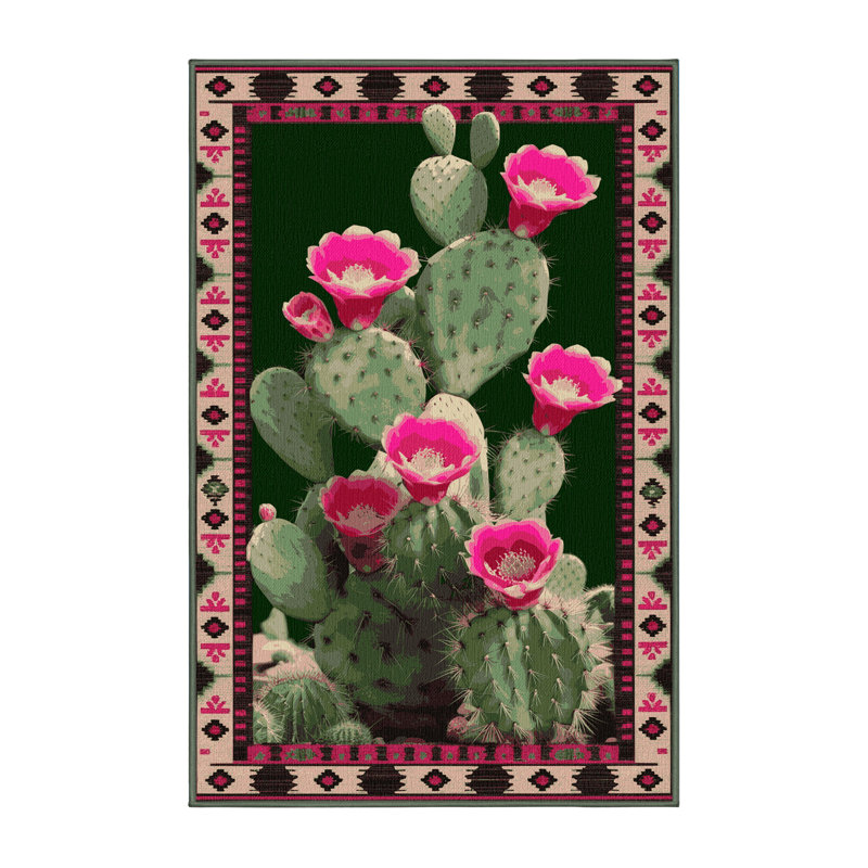  Tapis lavable en forme de figue de barbarie Southwestern, Rectangle 2' x 3'