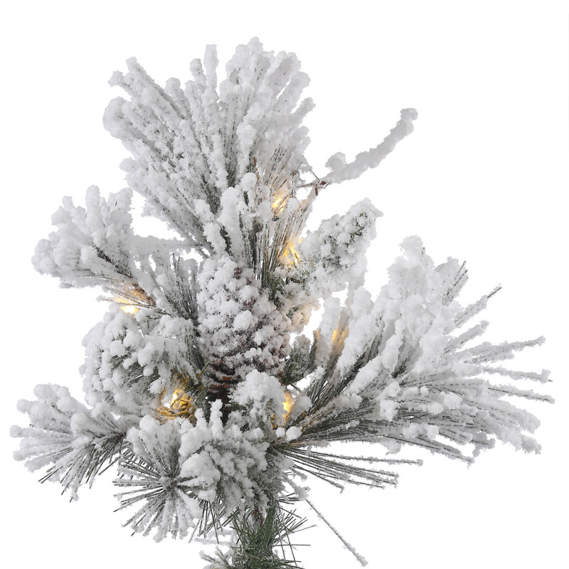 Arbre de Noël artificiel floqué Alberta, H 12 pi, DEL blanc chaud