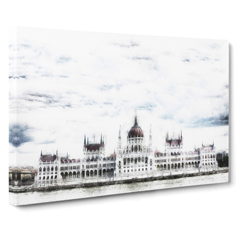 Hungarian Parliament Building Hungary - Wrapped Canvas Painting, 40cm H x 60cm W x 3cm D