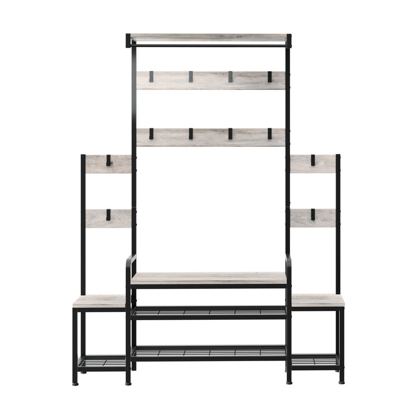 Arbre d'entrée 55,5 "avec banc et rangement pour chaussures Amandine, Gris
