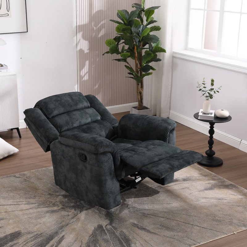 Speers 38.6" Wide Contemporary Overstuffed Microfiber Pillow Top Arms Manual Recliner Chair (Set Of 2), Greenish Gray