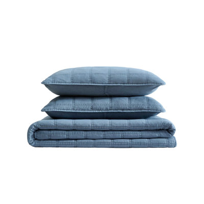 Kenneth Cole Stonewashed Solid Reversible Quilt Set